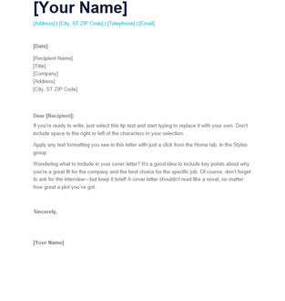 A Simple Cover Letter Template  