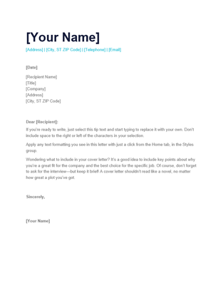 A Simple Cover Letter Template  