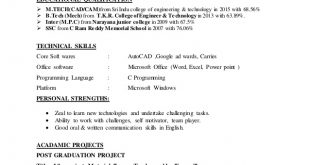 M Tech Fresher Resume Format  