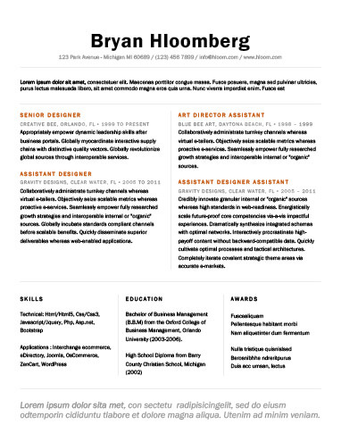 Resume Format Header  