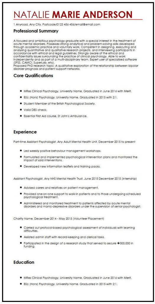 Cv Template Phd  