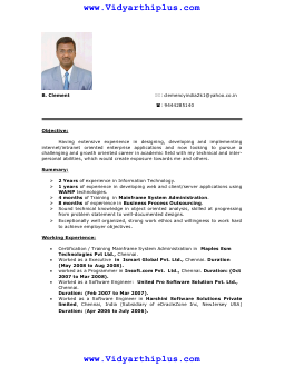 M Phil Resume Format  