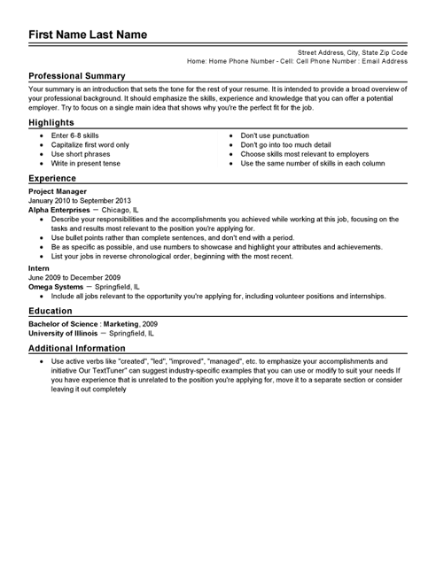 Traditional 2 Resume Format  