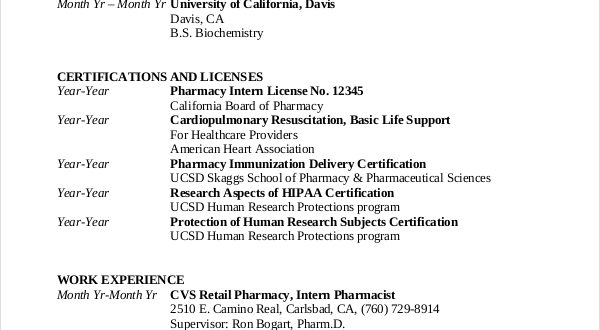 D Pharma Resume Format  