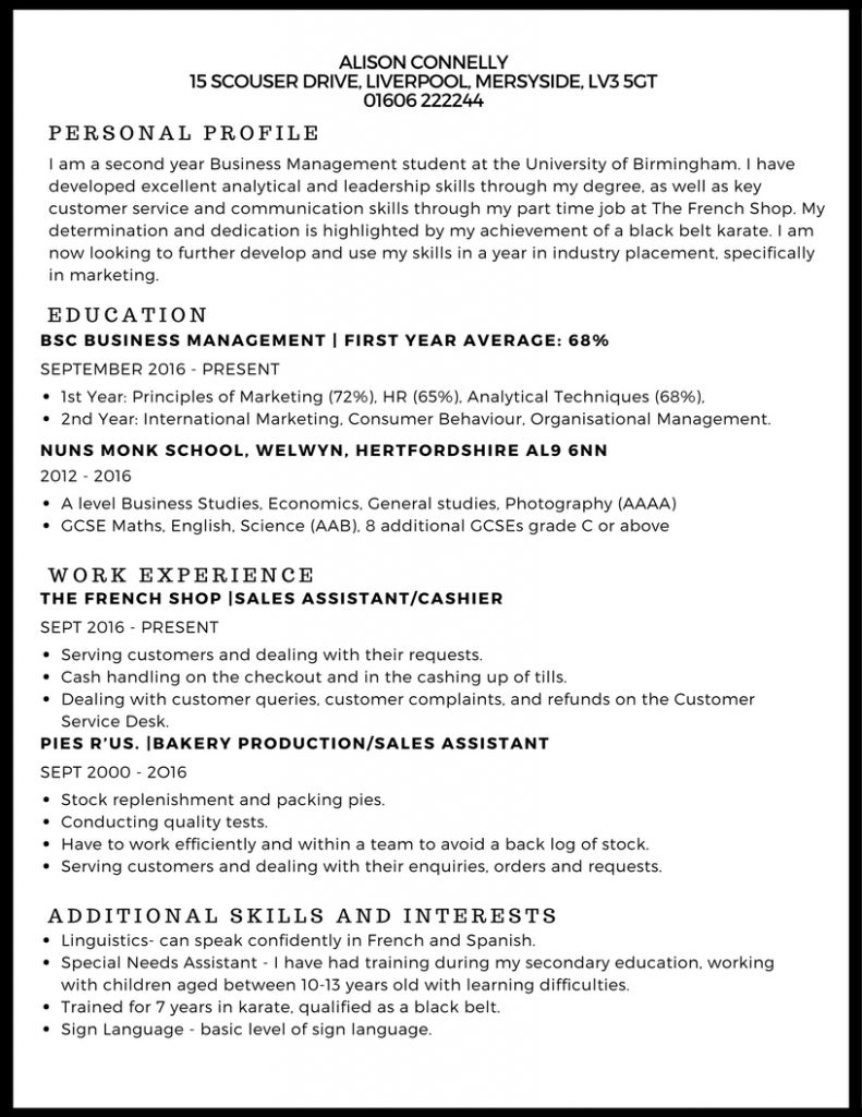 Cv Template For Students  