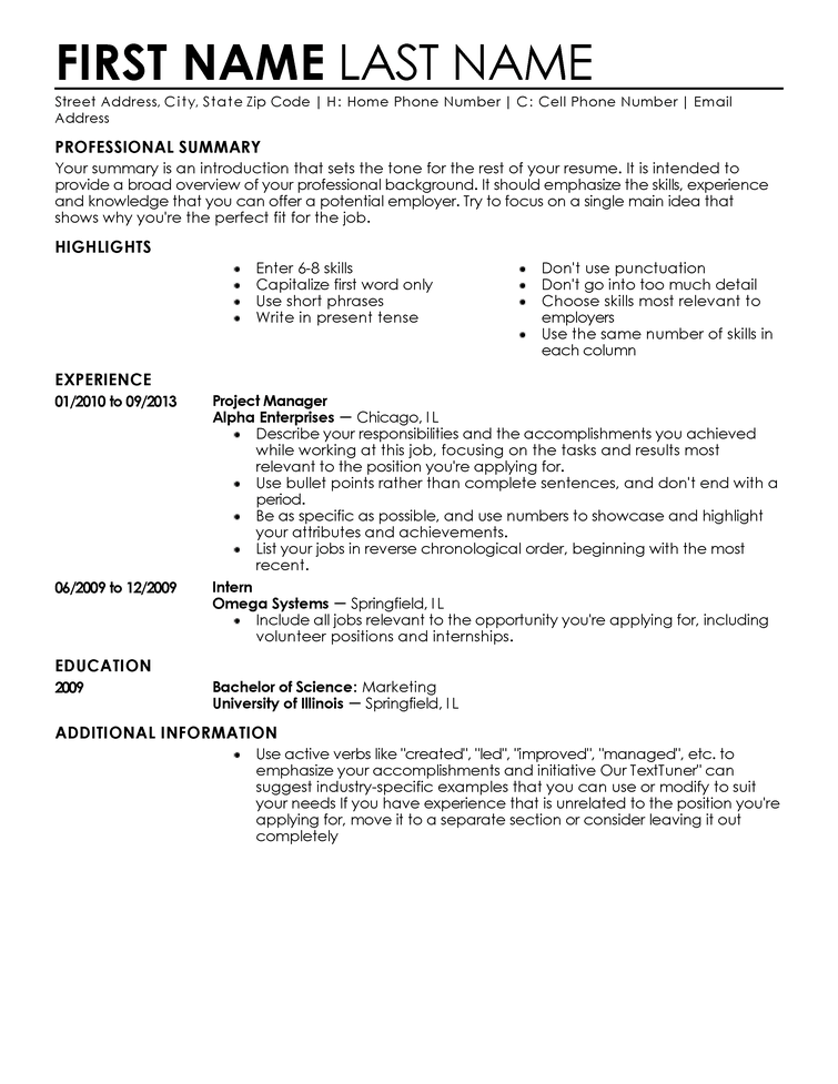 Resume Format Entry Level  