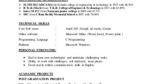 M Tech Resume Format  