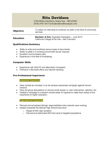 Resume Format High School Graduate  