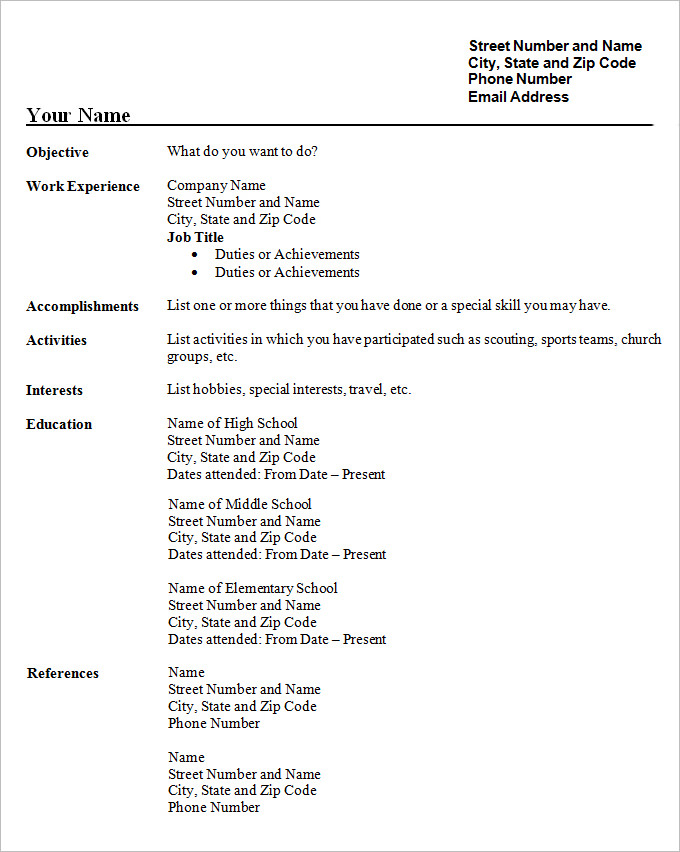 A Resume Format For Students  