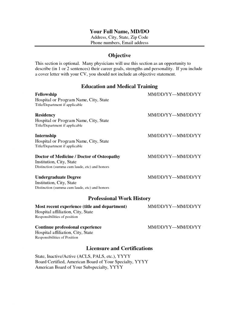 Cv Template Physician  