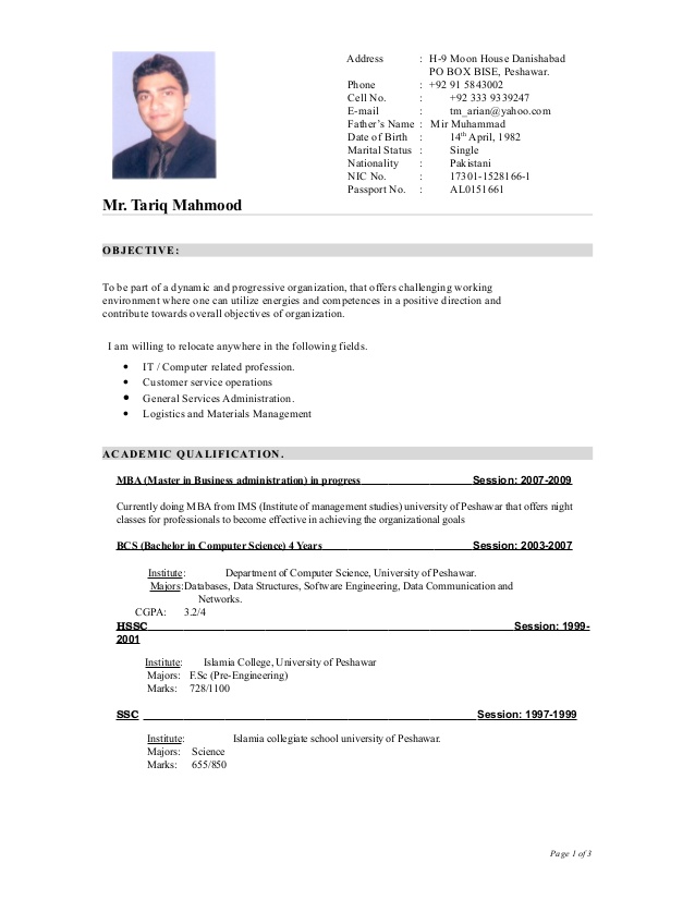 Resume Format Jpg  