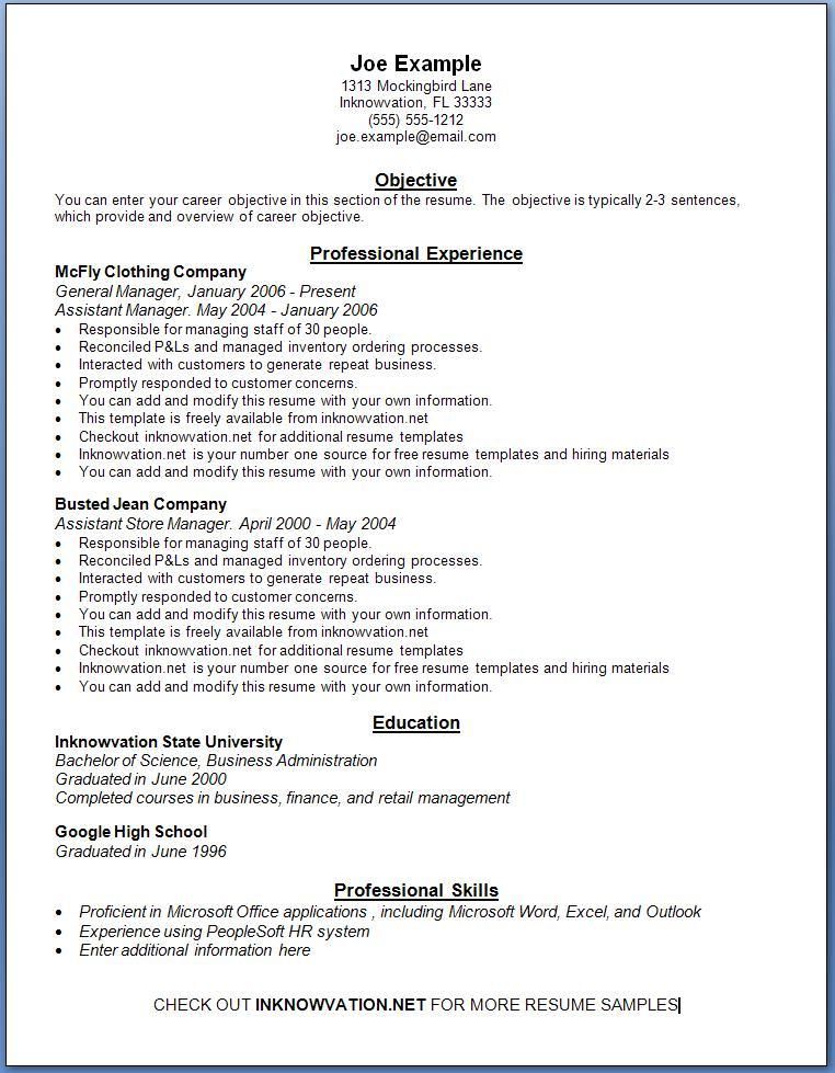 Resume Format Online Free  