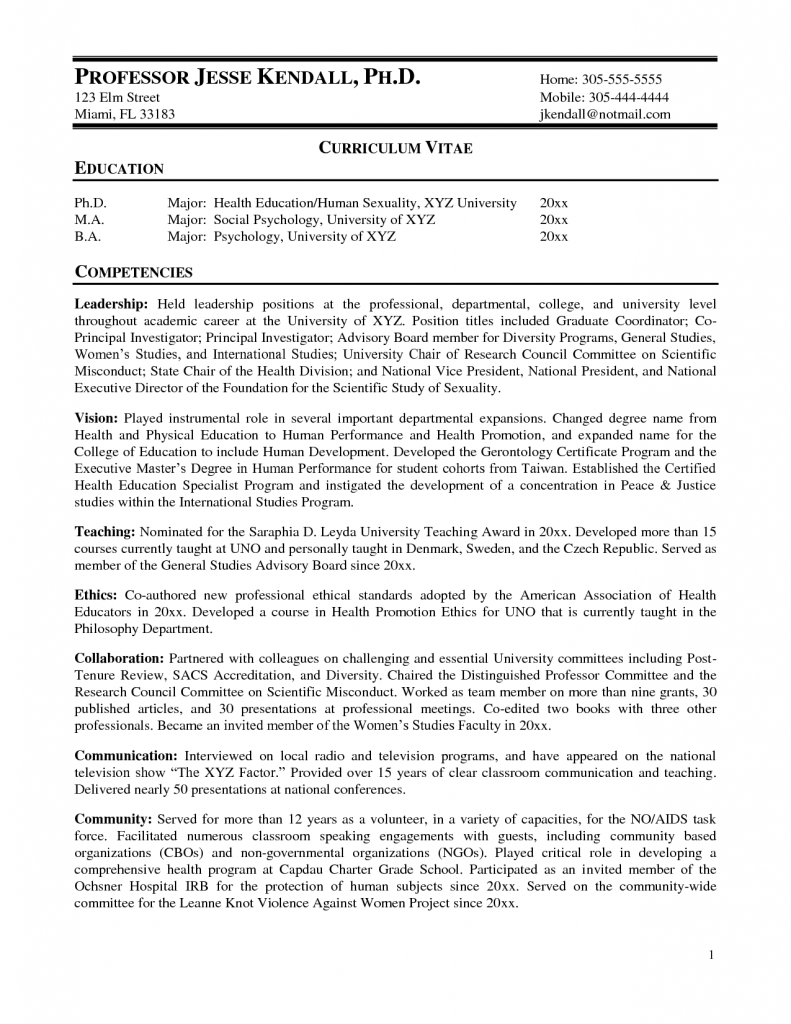 Resume Format For Zoology Lecturer  