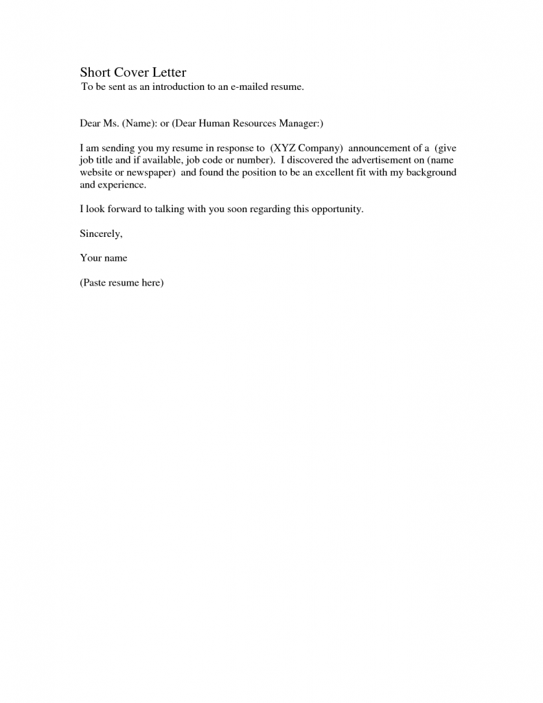 Cover Letter Template Short  