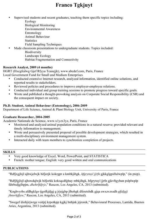 Cv Template Zoology  