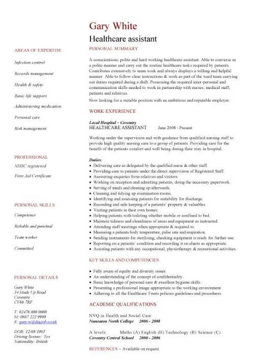 Cv Template Healthcare  