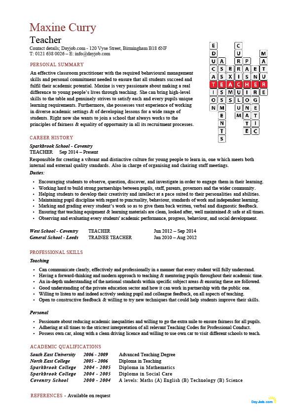 E Teach Cv Template  