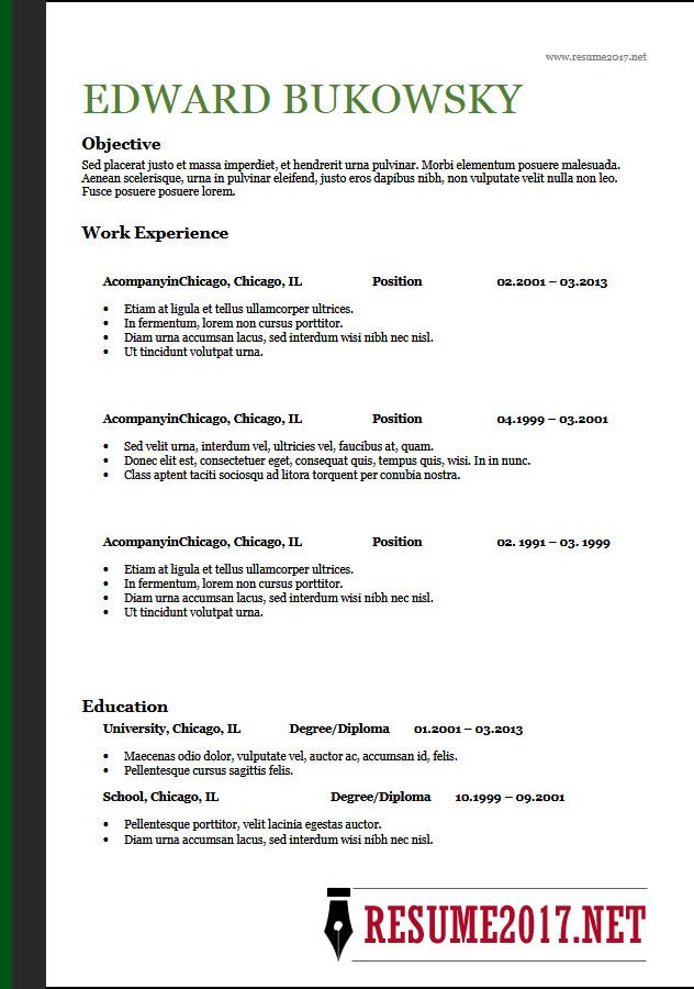 Resume Format Sample 2018  