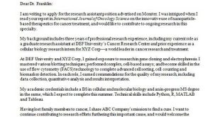 Cover Letter Template Research Assistant  