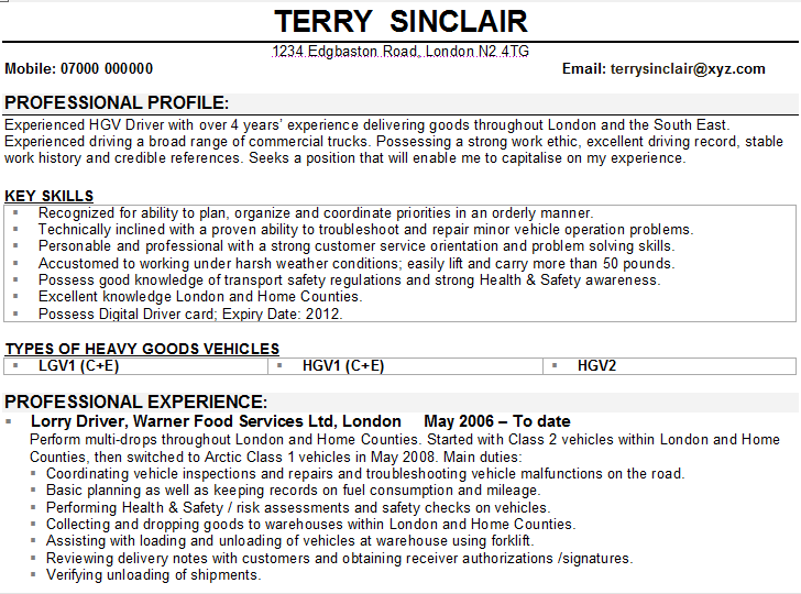 Hgv Class 1 Cv Template  