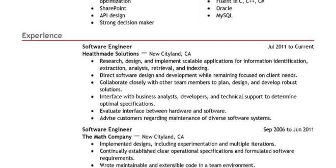 Resume Format Software Engineer  