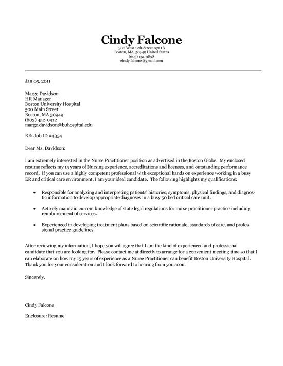 Cover Letter Template Nurse Practitioner  