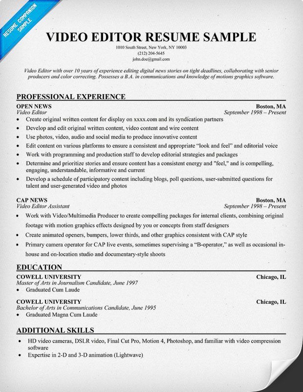 Resume Format Video Editor  