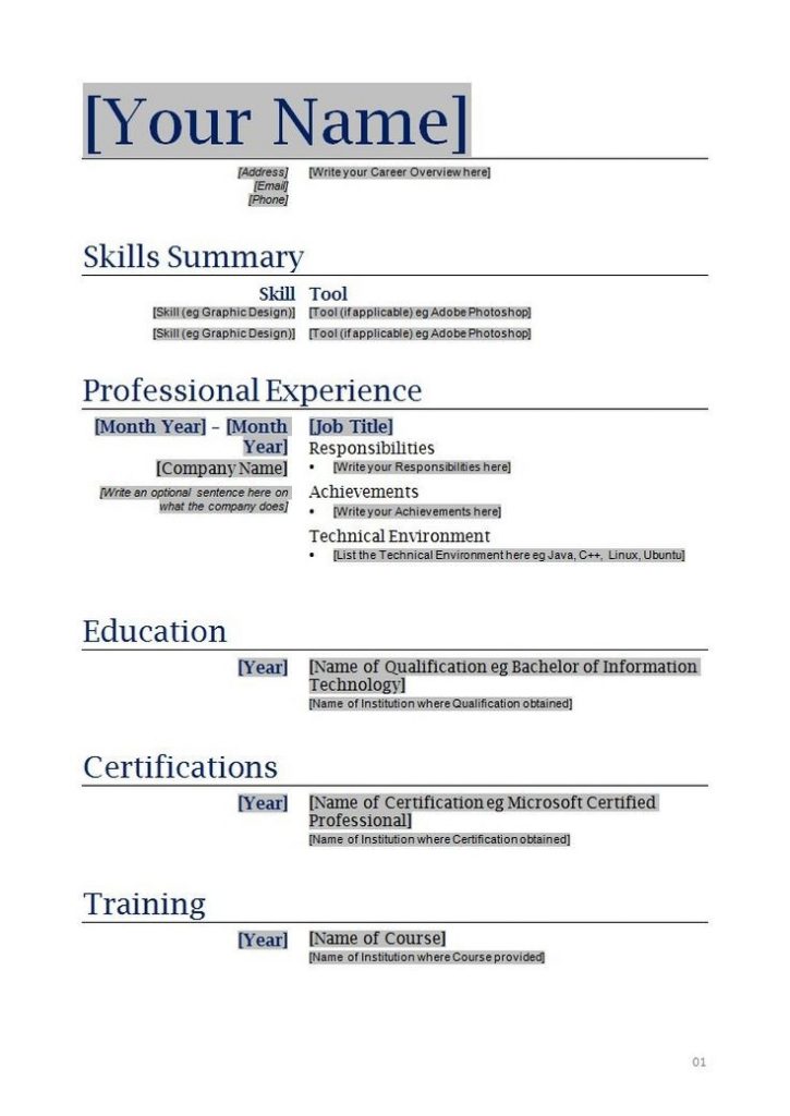 Cv Template 17 Year Old  