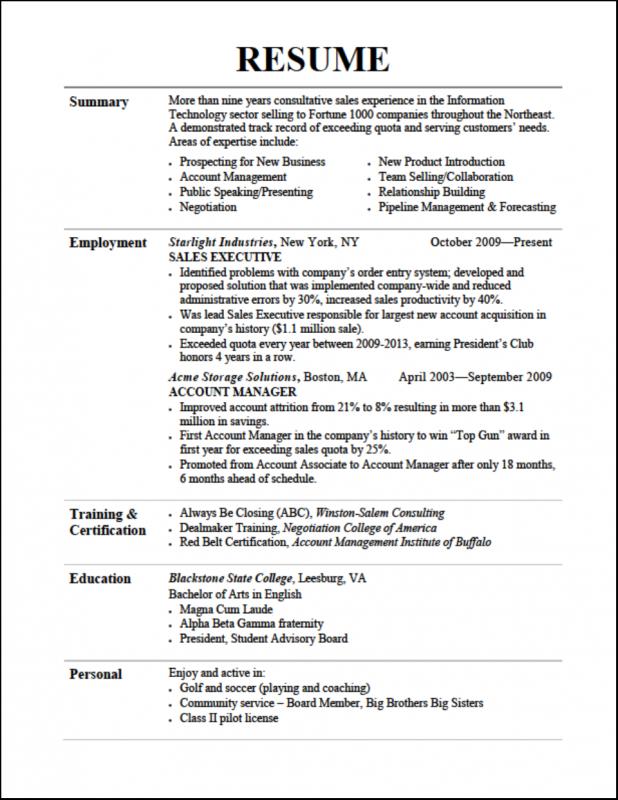 Resume Format Suggestions  