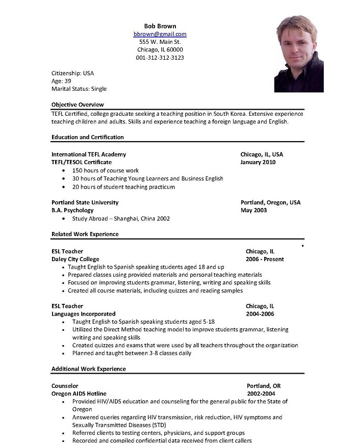 Resume Format In Usa  