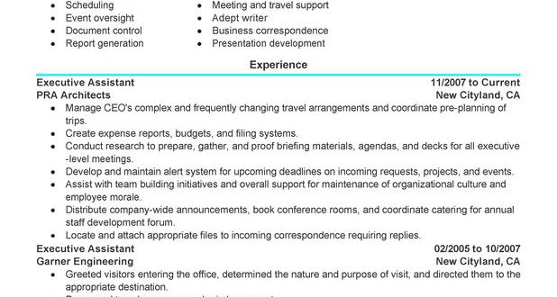 Resume Format Executive Assistant  