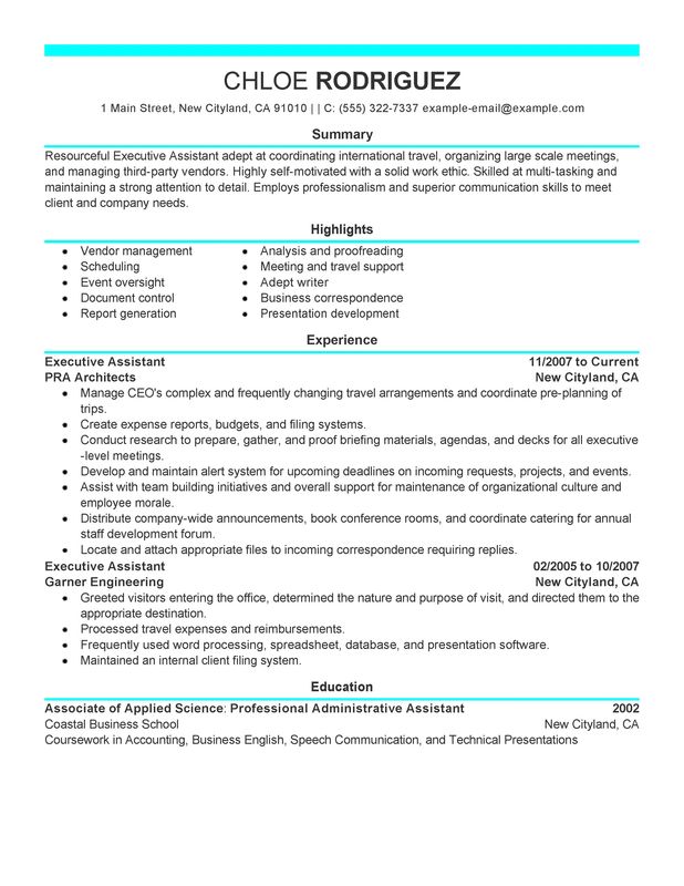 Resume Format Executive Assistant  