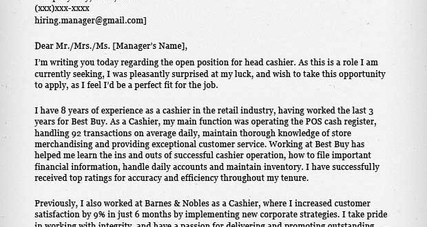 Cover Letter Template Retail  