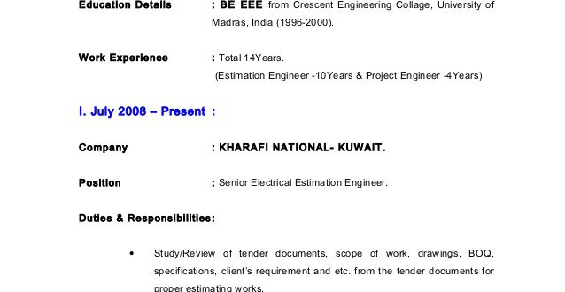 Resume Format Kuwait  