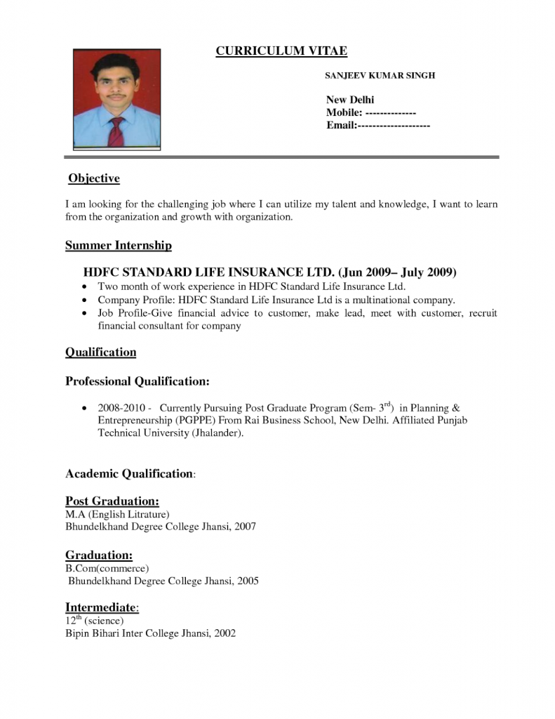 Resume Format Job  