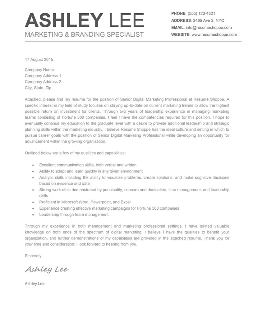 Cover Letter Template Mac  