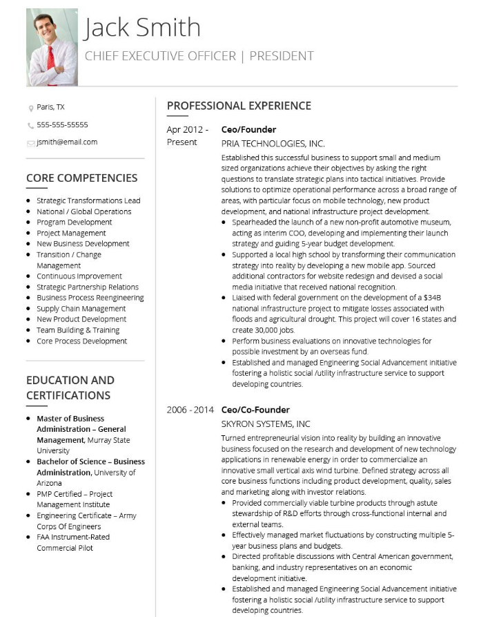 Cv Template Executive  