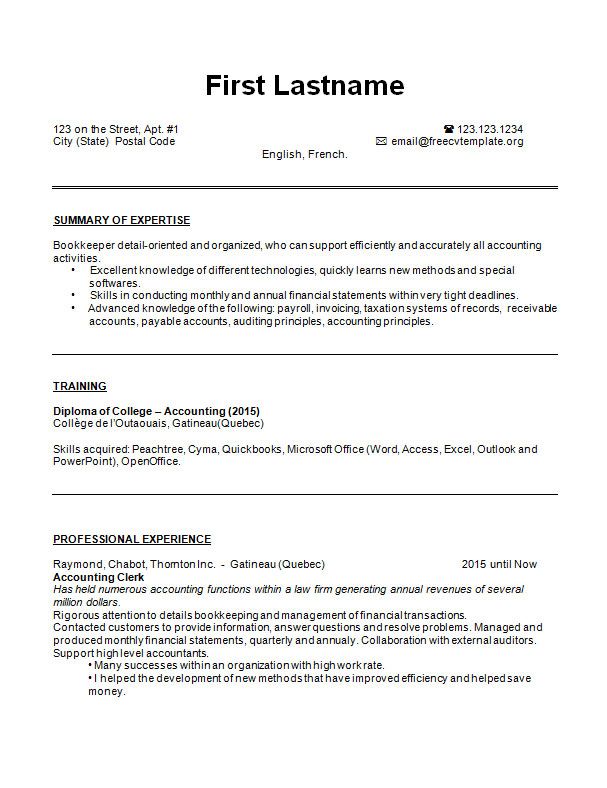 Cv Template Quebec  