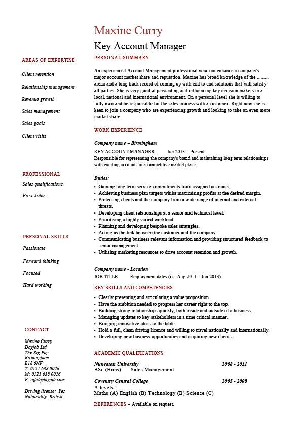 Cv Template Key Skills  