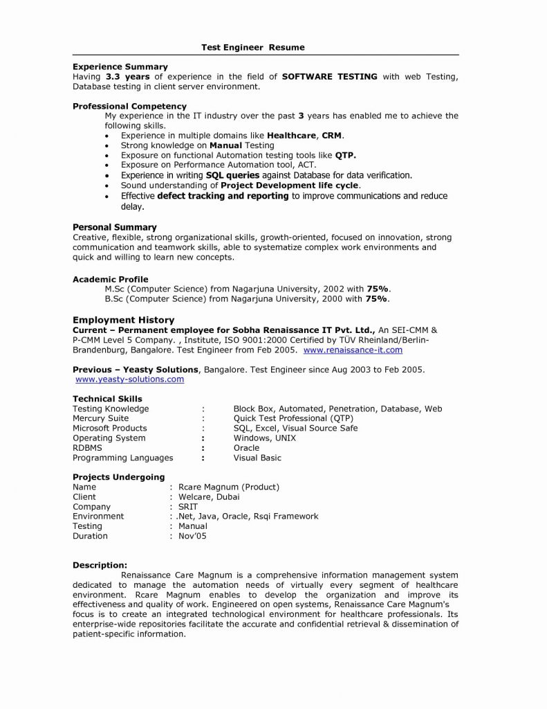 5 Years Testing Experience Resume Format  