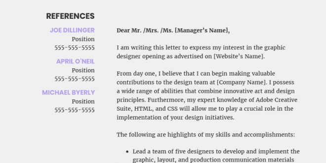 Cover Letter Template Creative  