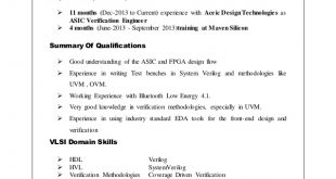 Resume Format Vlsi Design Engineer  