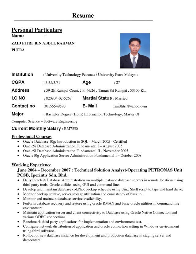 Resume Format Kerajaan  