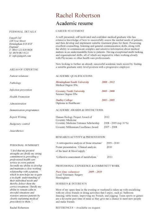 Cv Template Academic  