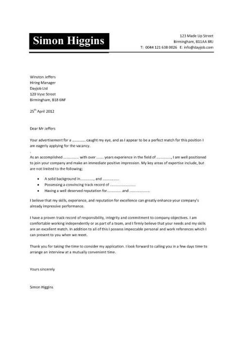 Cover Letter Template Sample  