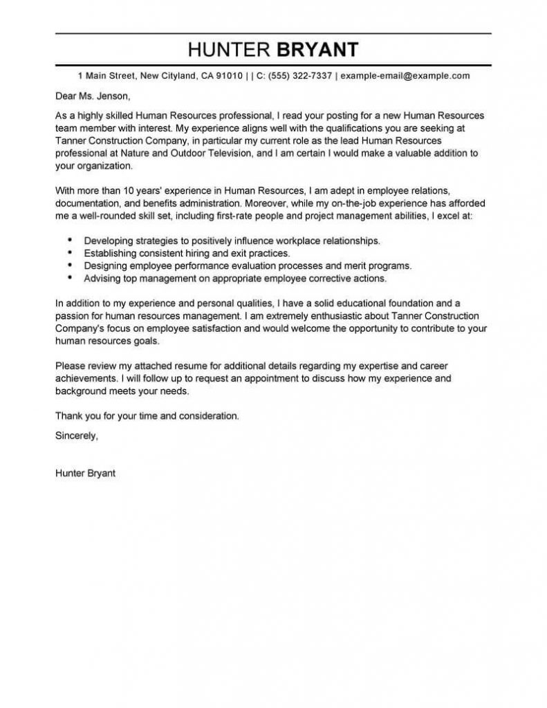 Cover Letter Template Human Resources  