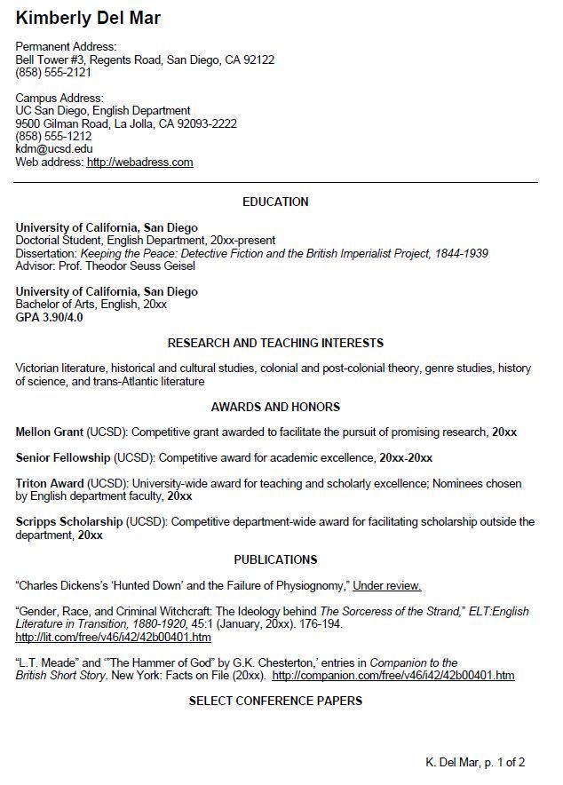 Cv Template Undergraduate Student  