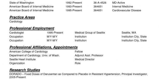 Cv Template For Residency  